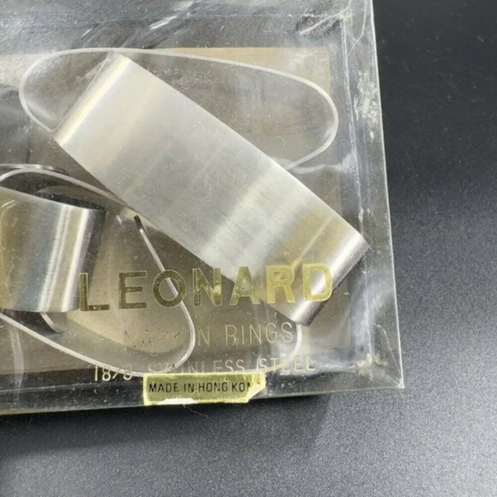 Vintage Leonard Napkin Holders Set 7 Stainless Steel 18/8 Made‎ In Hong Kong VTG